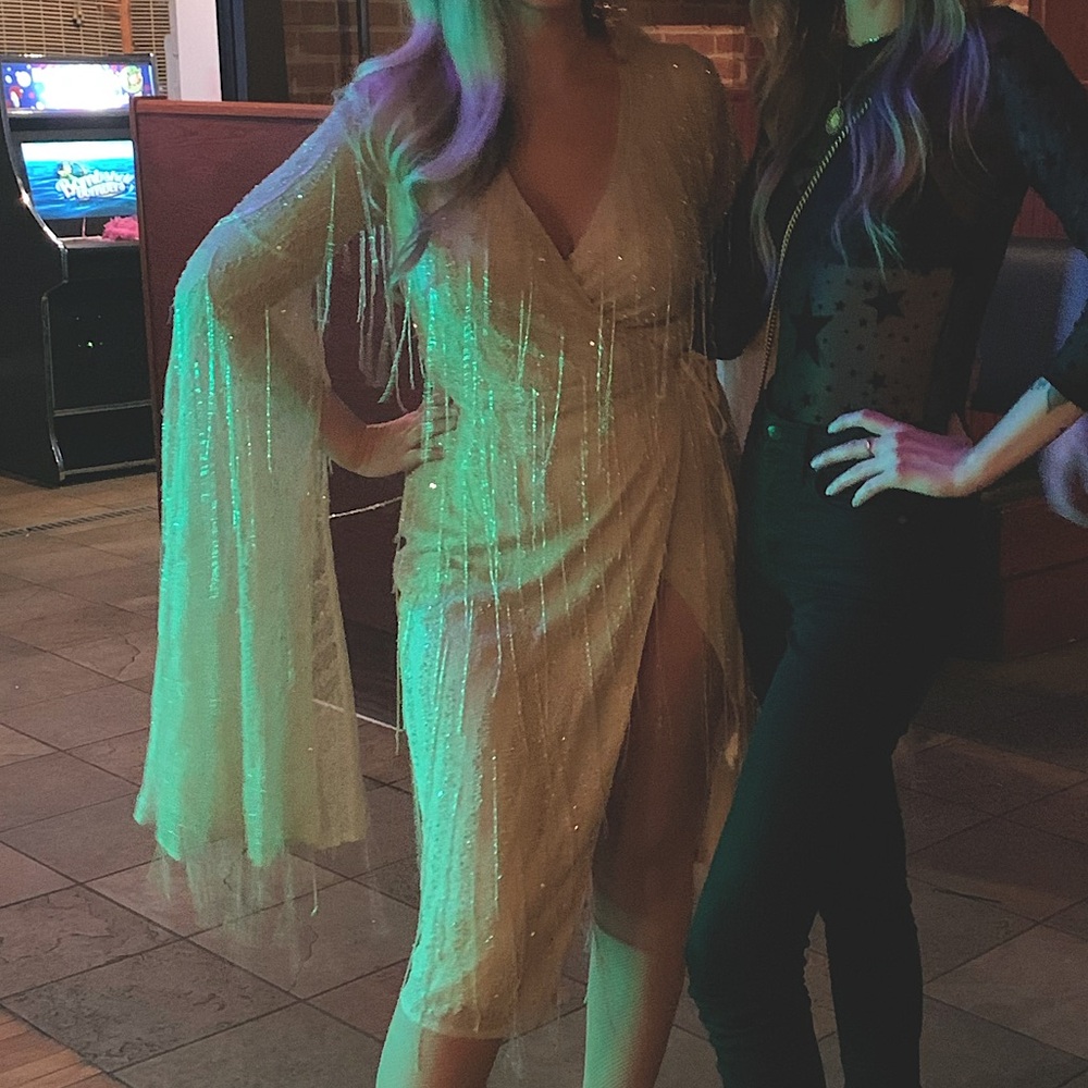 ASOS beaded wrap dress, 20s era Great Gatsby,  size 8 blush party dressss